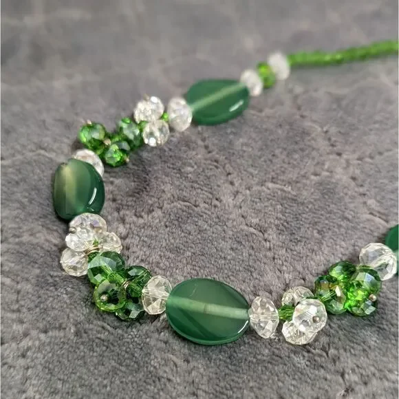Vintage Artisan Made Green Crystal Bead and Glass Bead Necklaces - Picture 4 of 13